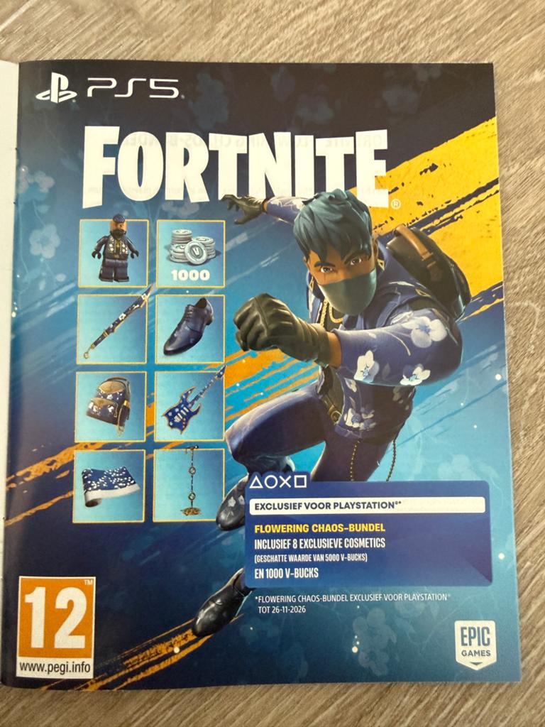 Fortnite Flowering Chaos-bundel + 1000 V-Bucks PS5, Spelcomputers en Games, Online, Shooter, Nieuw, Ophalen of Verzenden
