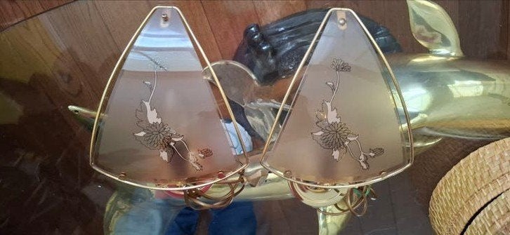 2 wandlampen met bloemmotief vintage, Ophalen of Verzenden