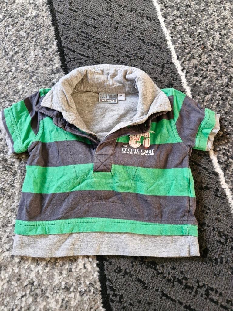 Groen grijs Gestreepte polo Maat 74, Baby Blue, Onbekend, Ophalen of Verzenden, Zo goed als nieuw