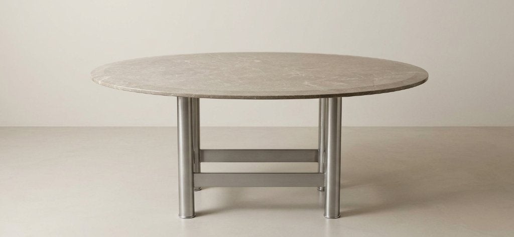 Design Custom-made Ovale Marmeren Eettafel (165 x 105), Huis en Inrichting, Ophalen, Gebruikt, 100 tot 150 cm, Vintage