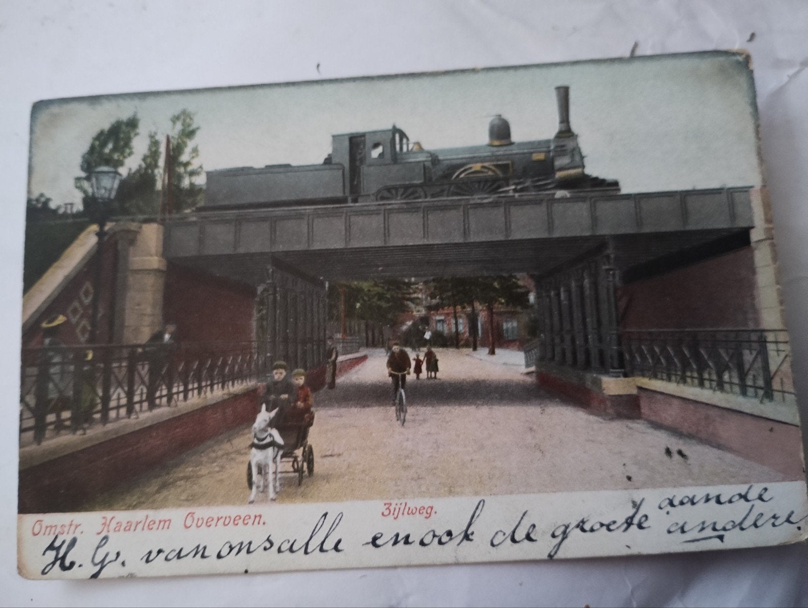Haarlem Overveen Zijlweg + bokkenwagen & stoomtrein 1905, Verzenden, Voor 1920, Gelopen, Noord-Holland