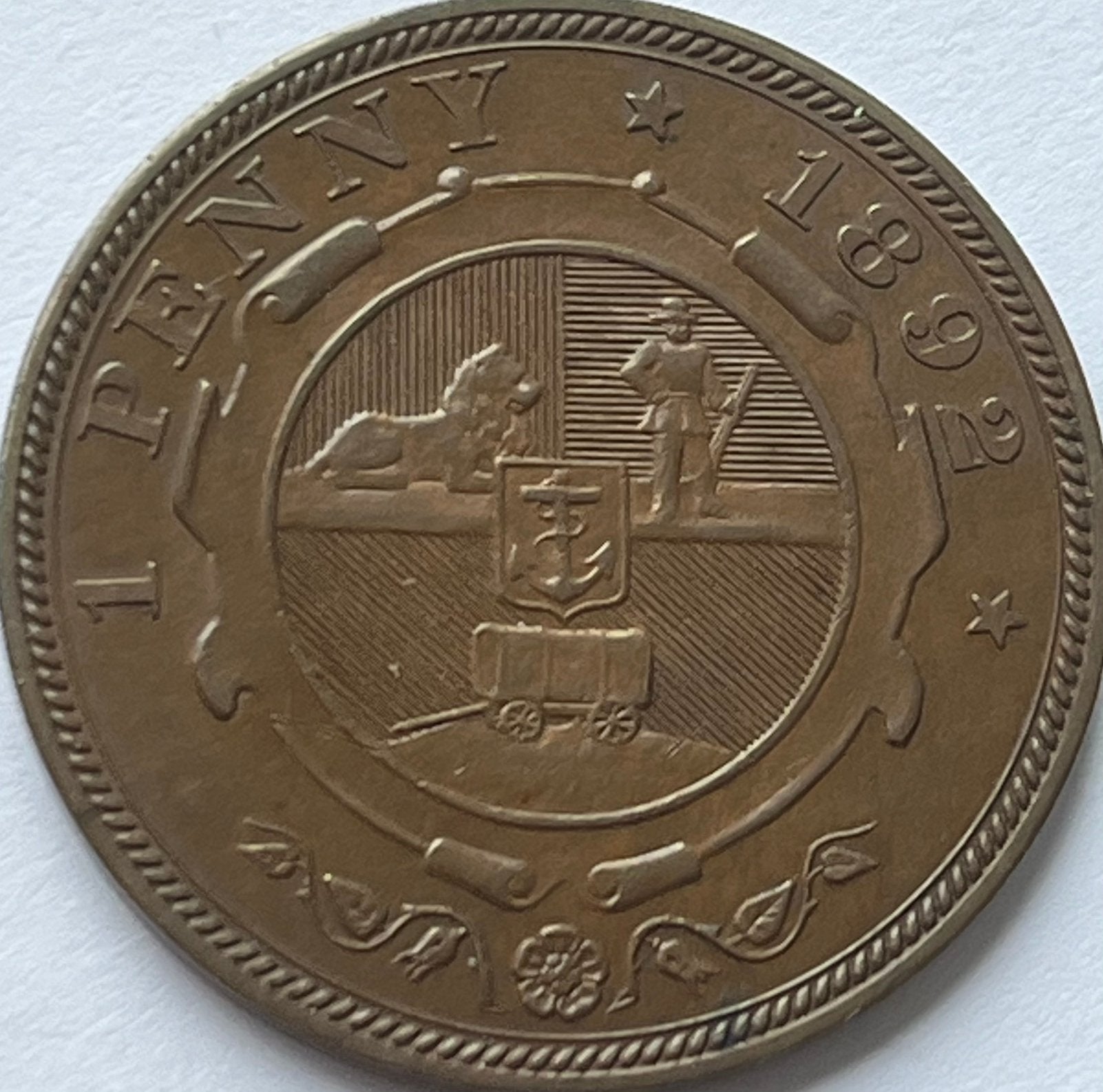 Zuid-Afrika schitterende penny 1892, Postzegels en Munten, Ophalen of Verzenden, Overige landen, Losse munt, Zilver