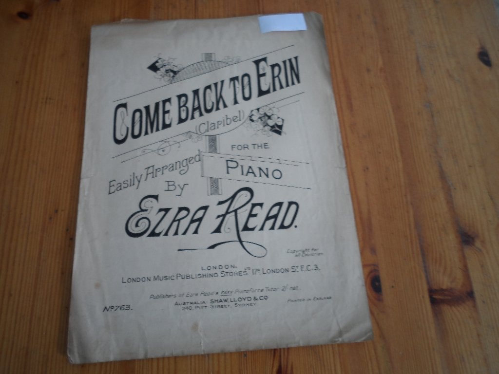 Ezra read - come back to erin, Muziek en Instrumenten, Gebruikt, Ophalen of Verzenden, Artiest of Componist, Piano