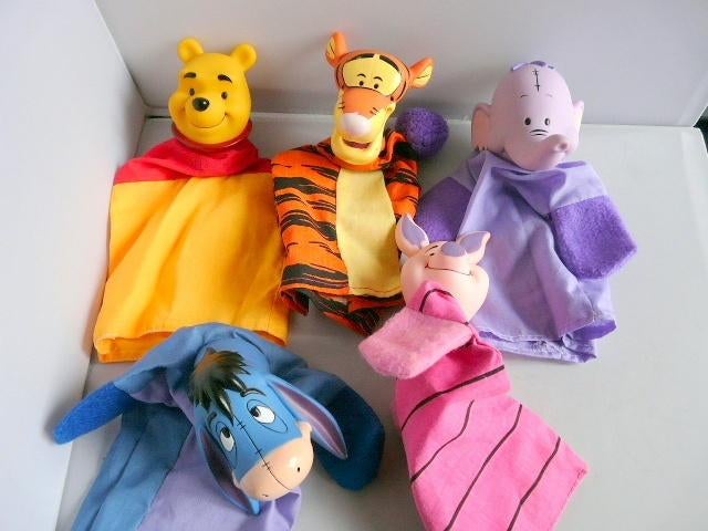 Handpoppen # Winnie de Pooh (5 stuks), Ophalen of Verzenden, Winnie de Poeh of vrienden, Zo goed als nieuw, Beeldje of Figuurtje