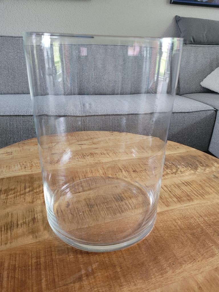 Cilindervaas - Hoogte 35 cm, Diameter 24 cm, Huis en Inrichting, Woonaccessoires | Vazen, Ophalen, Gebruikt, Overige kleuren, Glas