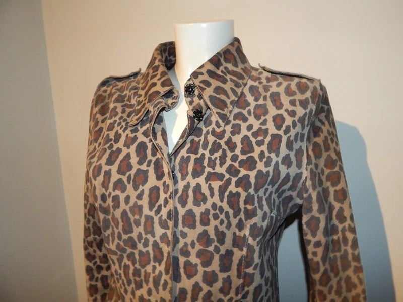 Dolce & Gabbana leren jasje vintage jaguar print vintage i44, Maat 38/40 (M), Dolce & Gabbana, Bruin, Verzenden