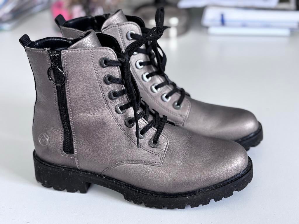Remonte enkellaarzen - Grijs metallic mt 40, Kleding | Dames, Ophalen of Verzenden, Zo goed als nieuw, Grijs, Lage of Enkellaarzen