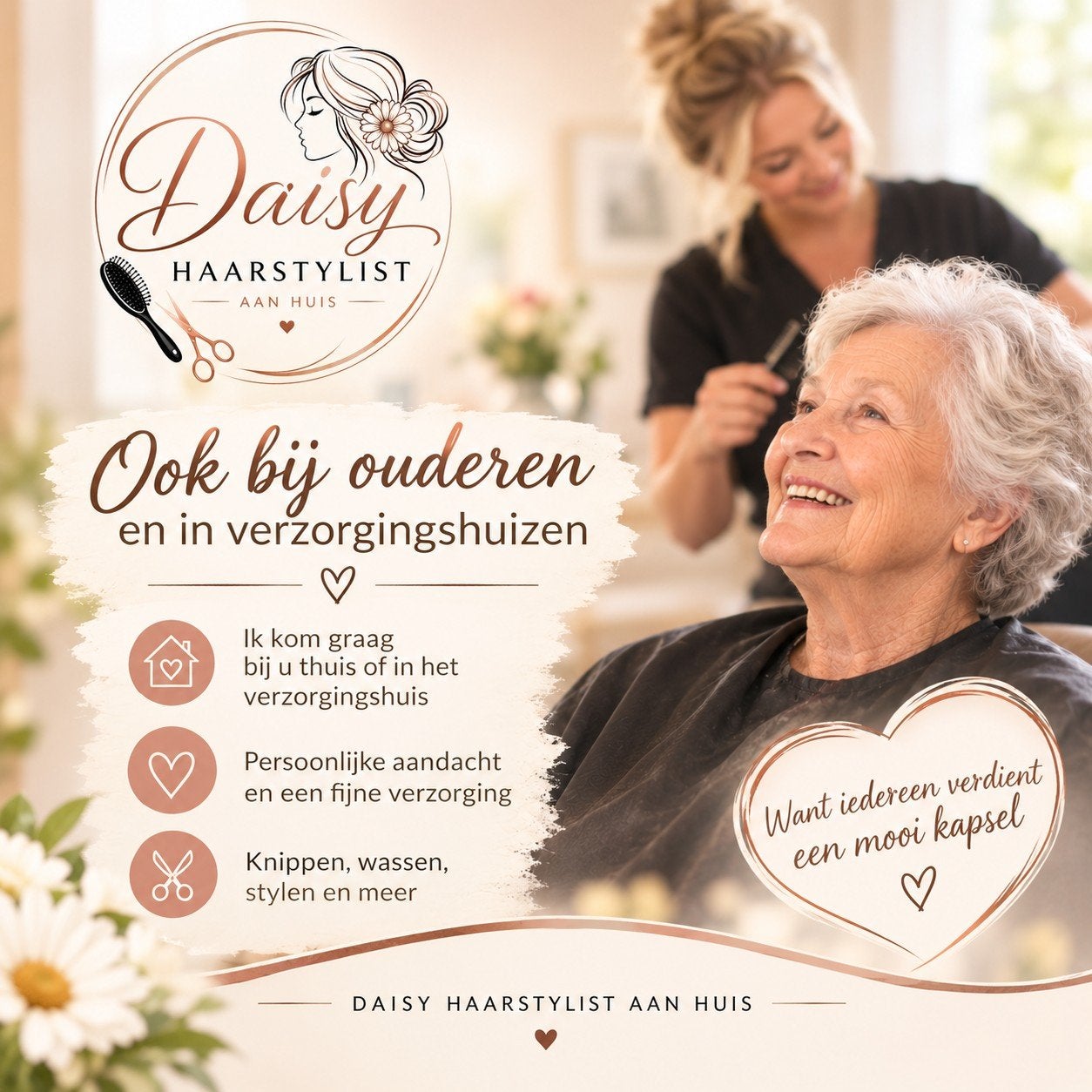 Daisy haarstylistaanhuis, Ophalen of Verzenden