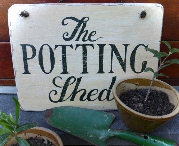 Handgeschilderd bord 'The Potting Shed' / tuin schuurtje, Nieuw, Ophalen of Verzenden, B6, Dj.kammeraat@telfort.nl