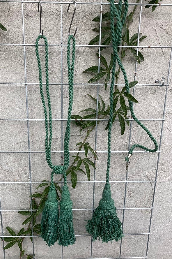 EMBRASSE MET DUBBELE FLOS GROEN NIEUW, Overgordijn, -, -, Nieuw