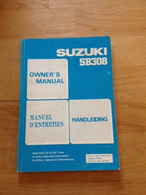 Handleiding/Instructieboekje     Suzuki SB308     1987    NL, Ophalen of Verzenden