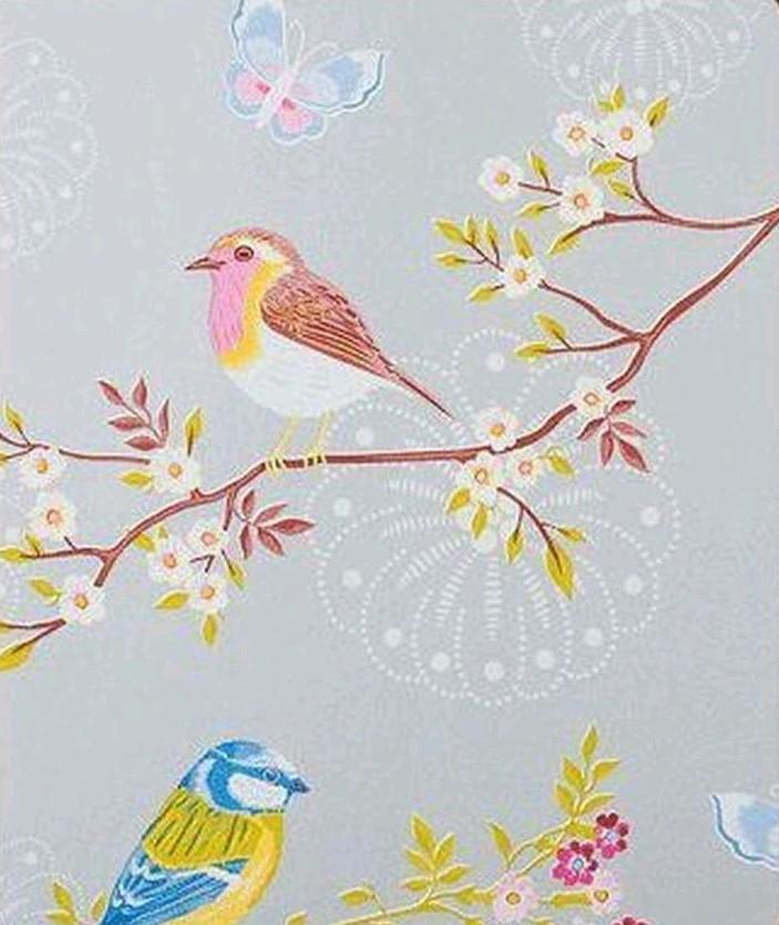 Pip Studio Eijffinger early birds, rol behang, zilver, Huis en Inrichting, Ophalen of Verzenden, Minder dan 10 m²