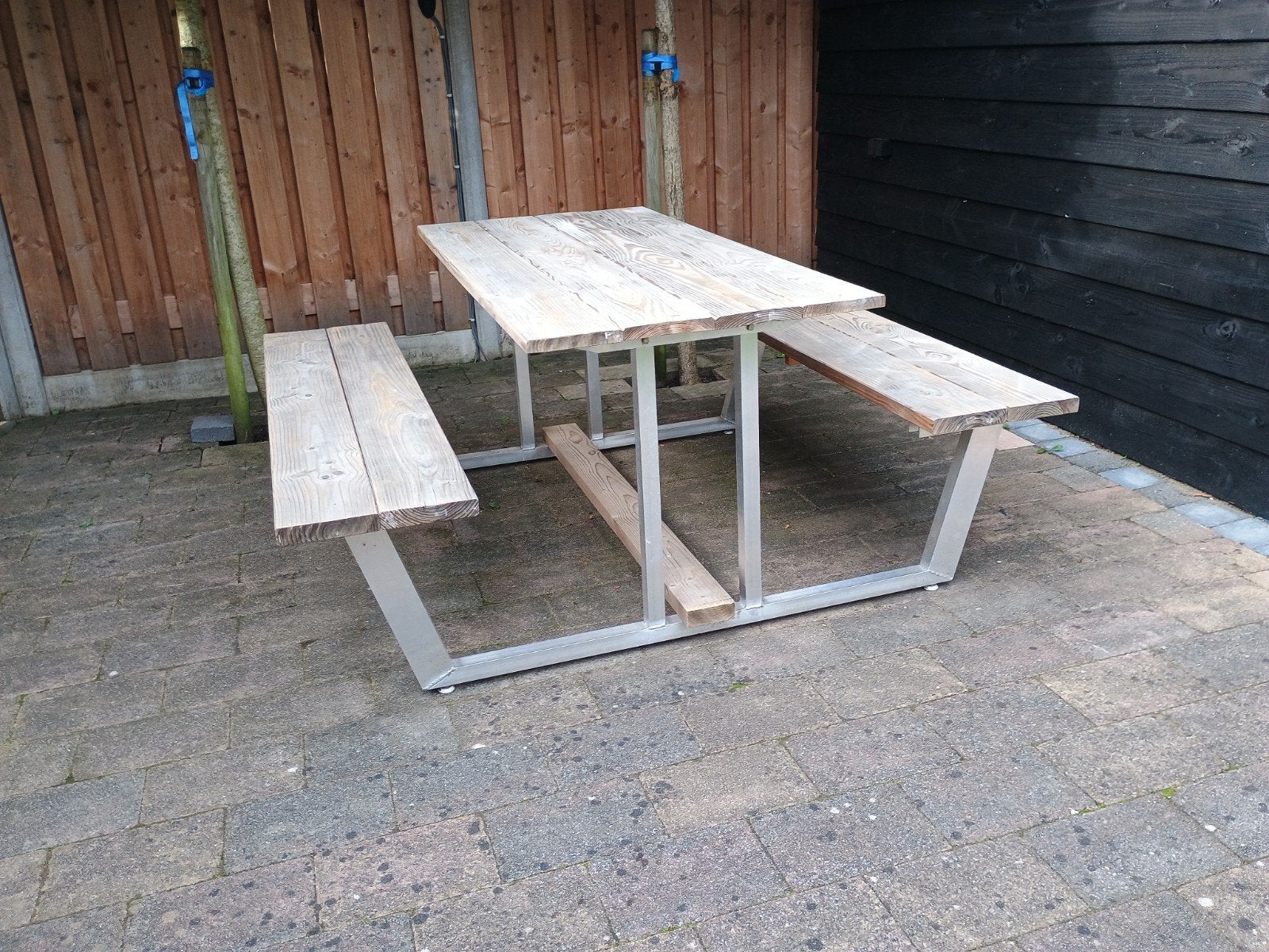 picknicktafel met aluminium onderstel, Tuin en Terras, Ophalen, Gebruikt, Rechthoekig, Aluminium