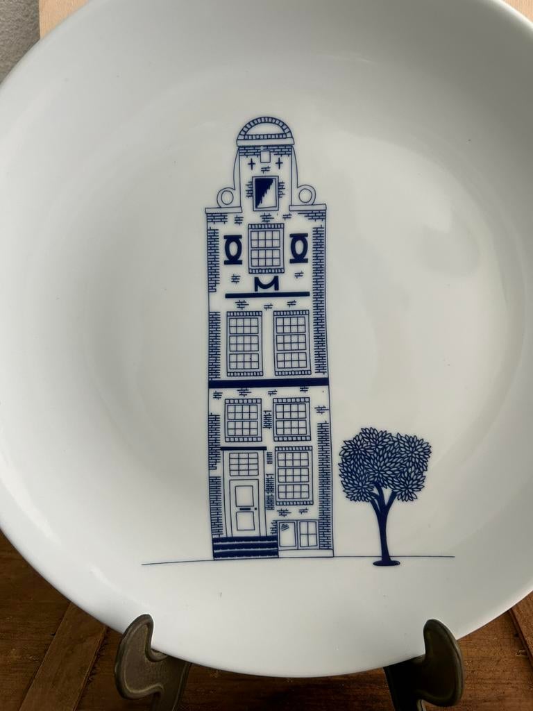 Kunstbord / Serveerschaaal met pakhuis afgebeeld, Ophalen of Verzenden