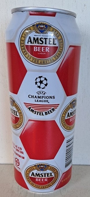 Amstel Beer Lager Blik uit Nederland UEFA Champions League, Ophalen of Verzenden, Gebruikt, Overige typen, Amstel