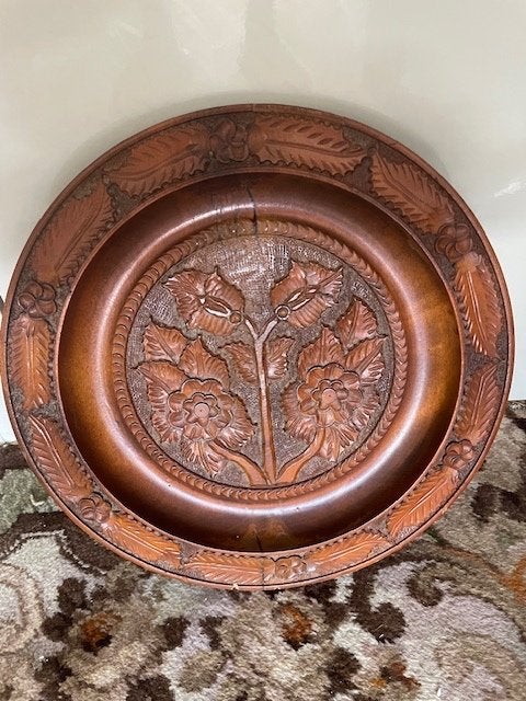 vintage handgesneden houten bord, Houtsnijwerk, Ophalen of Verzenden, Handgemaakt, 20 - 50 cm