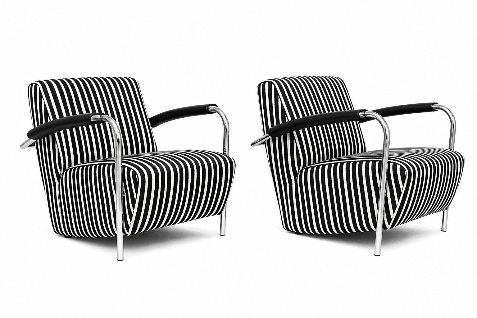 Leolux Scylla 2 Design Fauteuils zwart wit gestreept 
Te, Ophalen, 75 tot 100 cm, Zo goed als nieuw, Stof