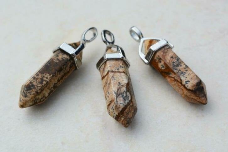 Jaspis Landschap punt hangers (03), Sieraden, Tassen en Uiterlijk, Edelstenen, Nieuw, Ophalen of Verzenden