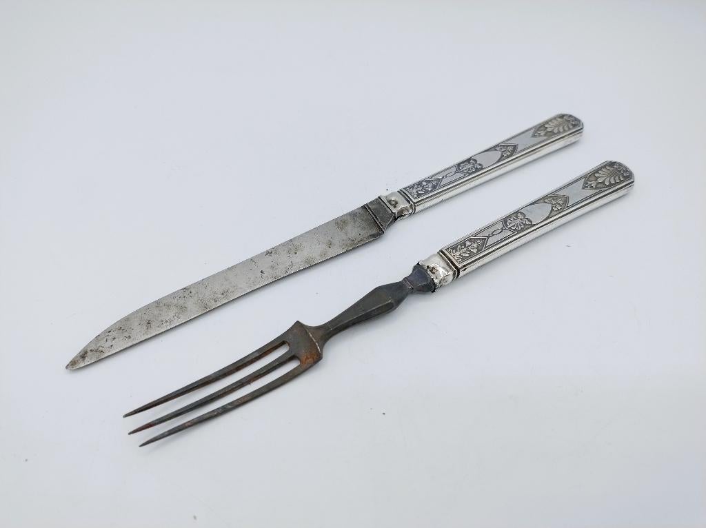 Zilveren couvert, Frankrijk, 19e eeuws, Antiek en Kunst, Verzenden, Zilver