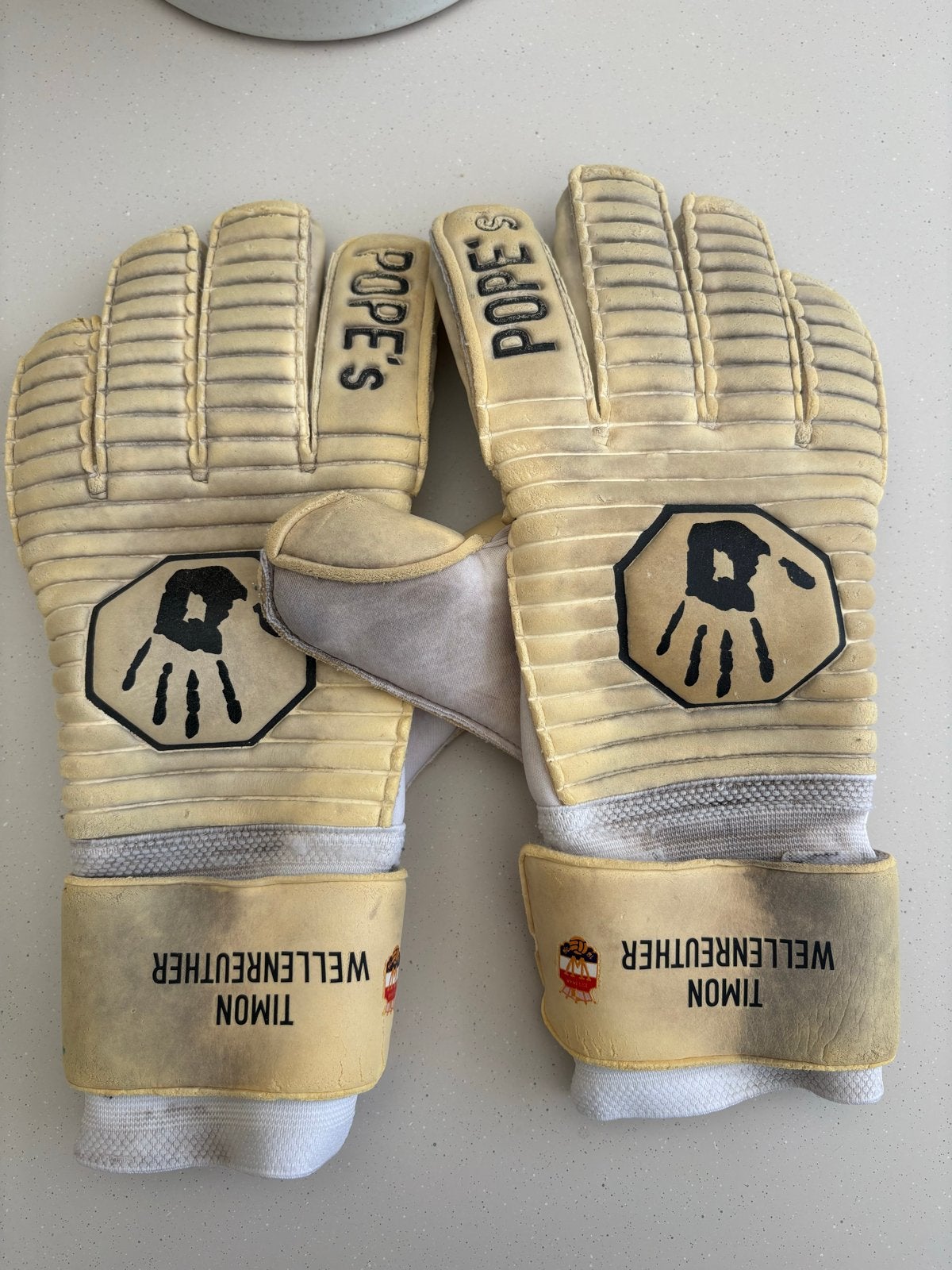 Matchworn keepershandschoenen Timon Wellenreuther, Ophalen of Verzenden, Gebruikt