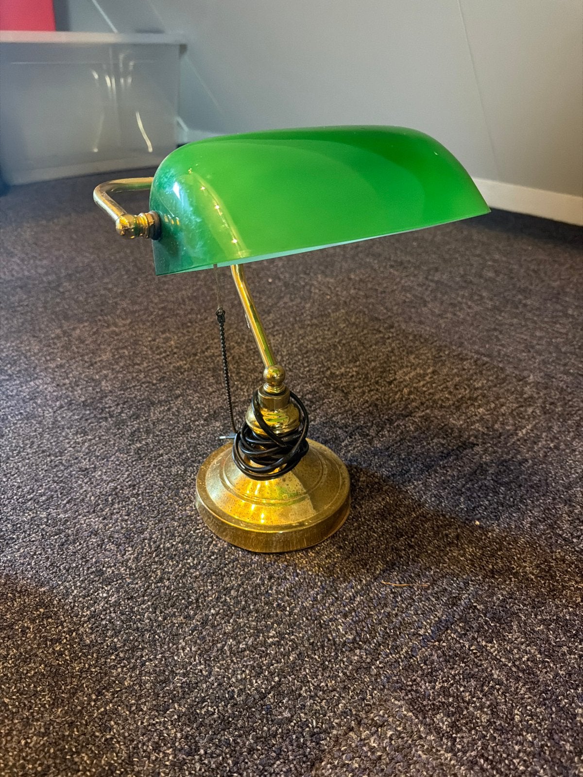 Vintage Bankierslamp met Groene Kap, Ophalen of Verzenden