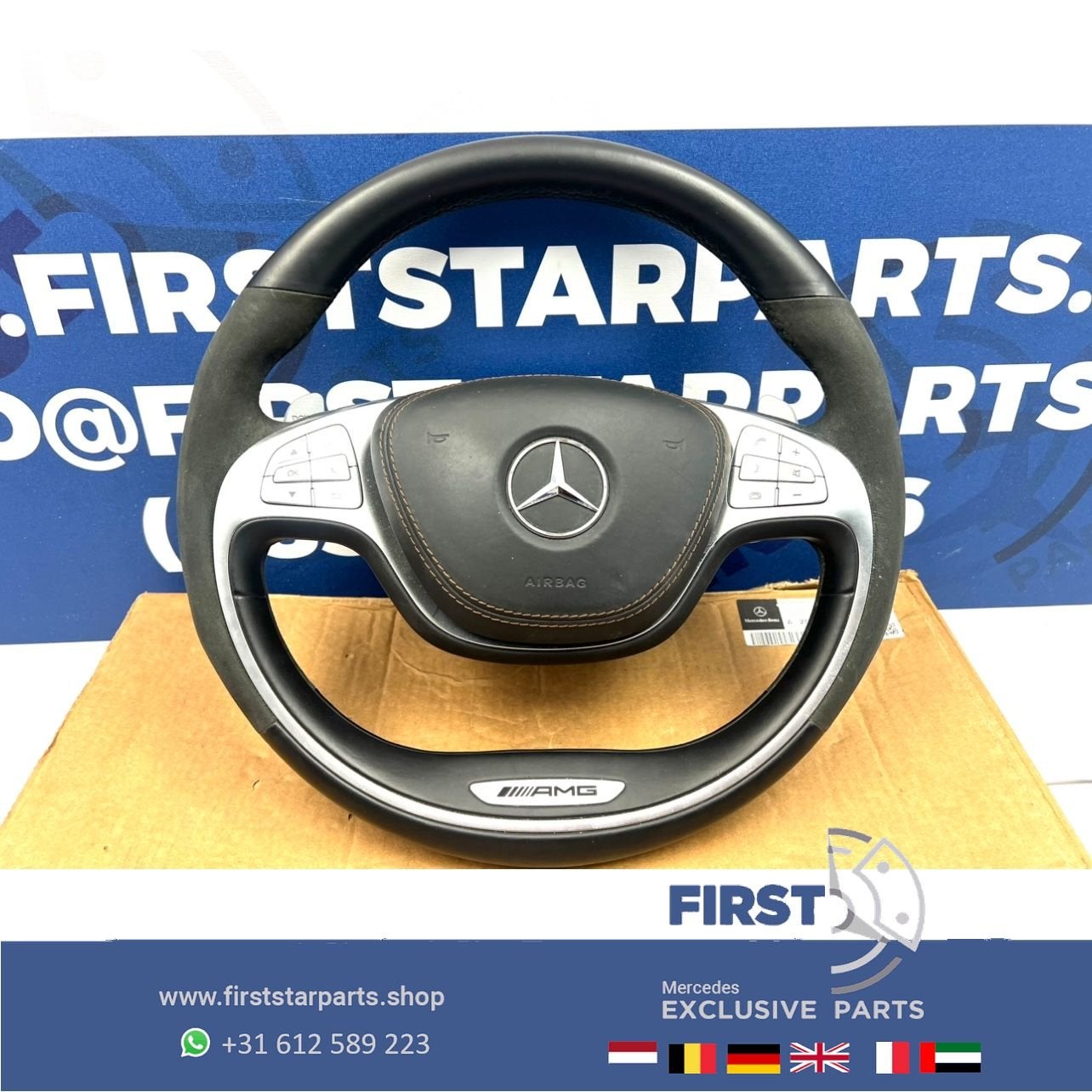 W222 AMG STUUR Mercedes S KLASSE 2013-2020 W222 W217 ZWART M, Gebruikt, -, Ophalen of Verzenden, -