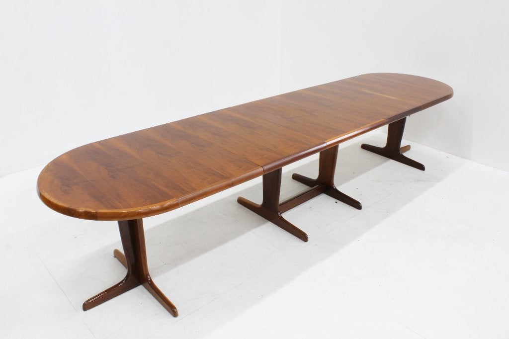 Vintage Deense grote ovalen eettafel palissander XXL