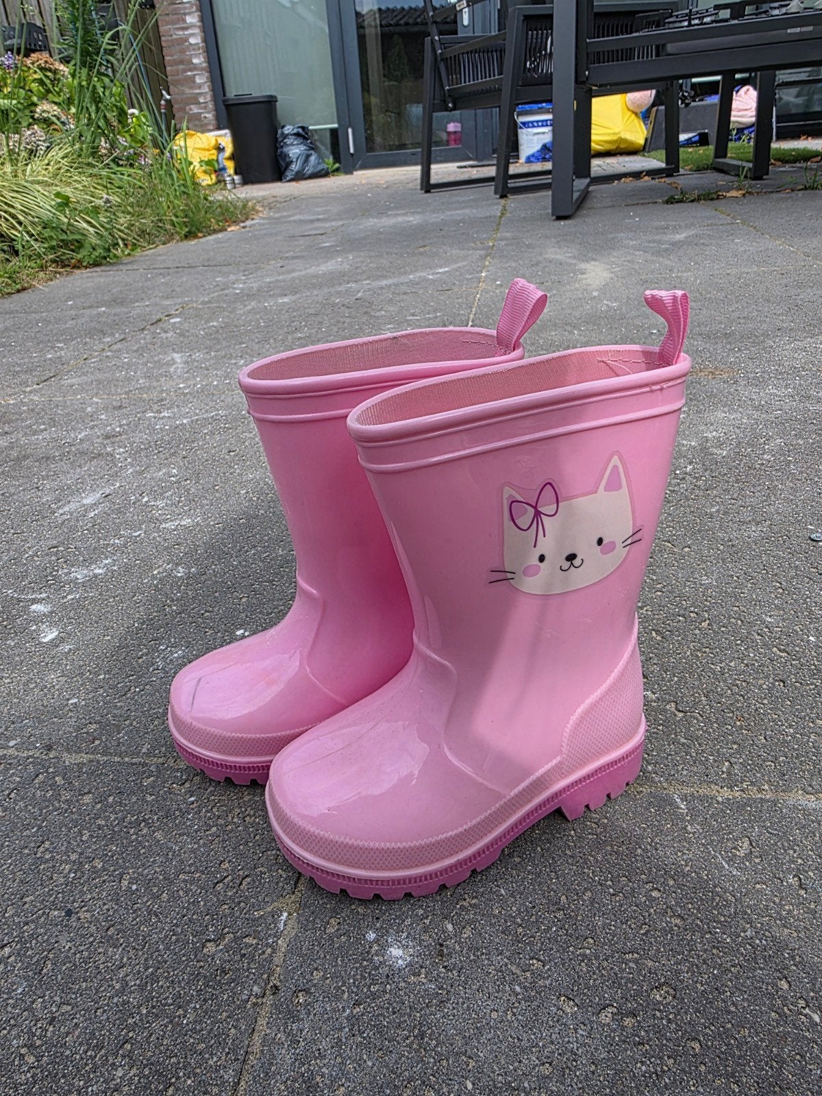 Roze regenlaarzen met katje - Maat 21 (13cm), Kinderen en Baby's, Ophalen of Verzenden, Gebruikt, Onbekend, Meisje