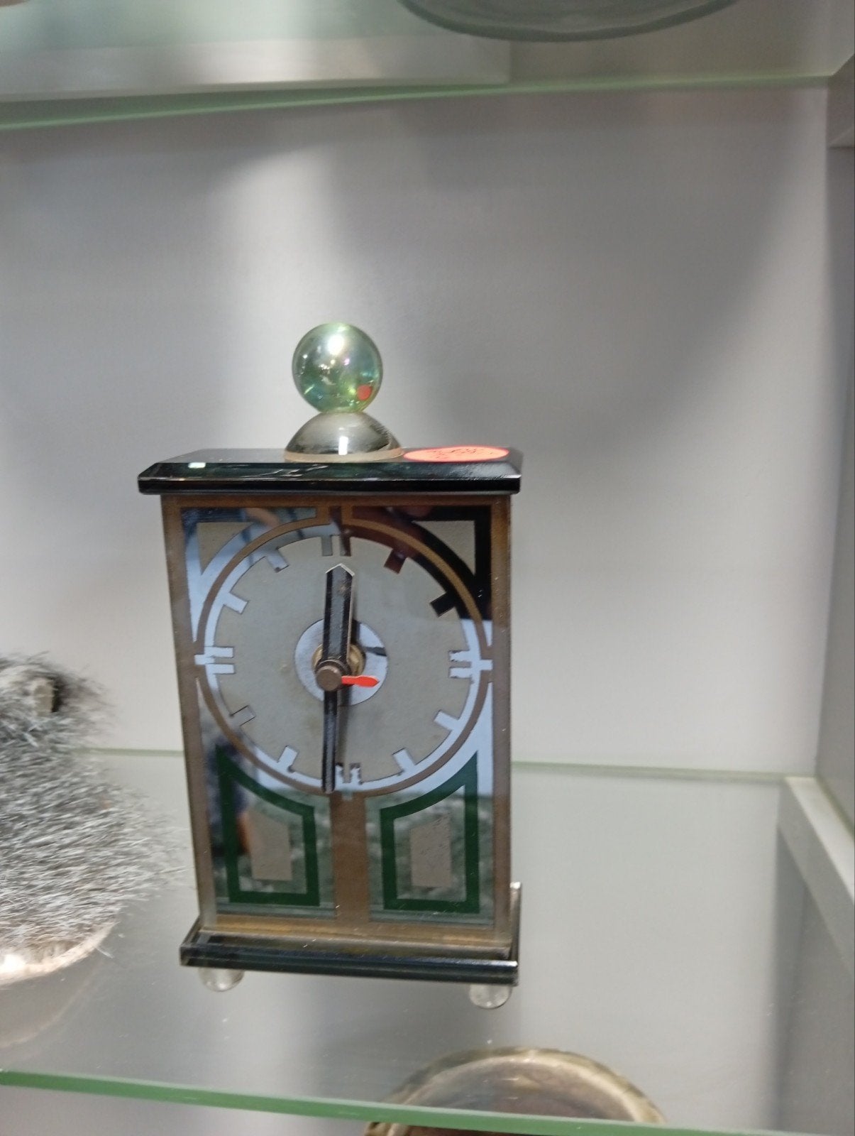 Vintage Art Deco Tafelklok met Glazen Bol, Ophalen of Verzenden