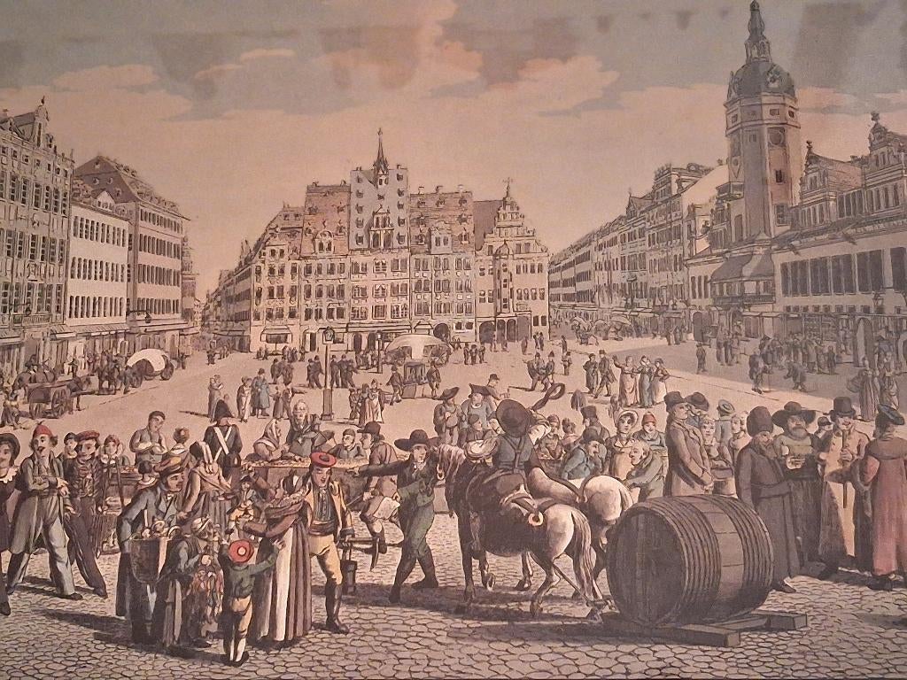 Antieke kopergravure Leipzig, C.G.H. Geißler  ca. 1804, Ophalen, 1800 - 1899, 55 cm, Stadsgezicht