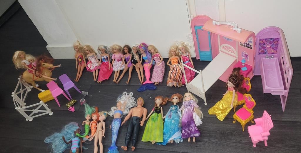 Barbies & Disney poppen. 22 stuks., Ophalen, Zo goed als nieuw, Barbie