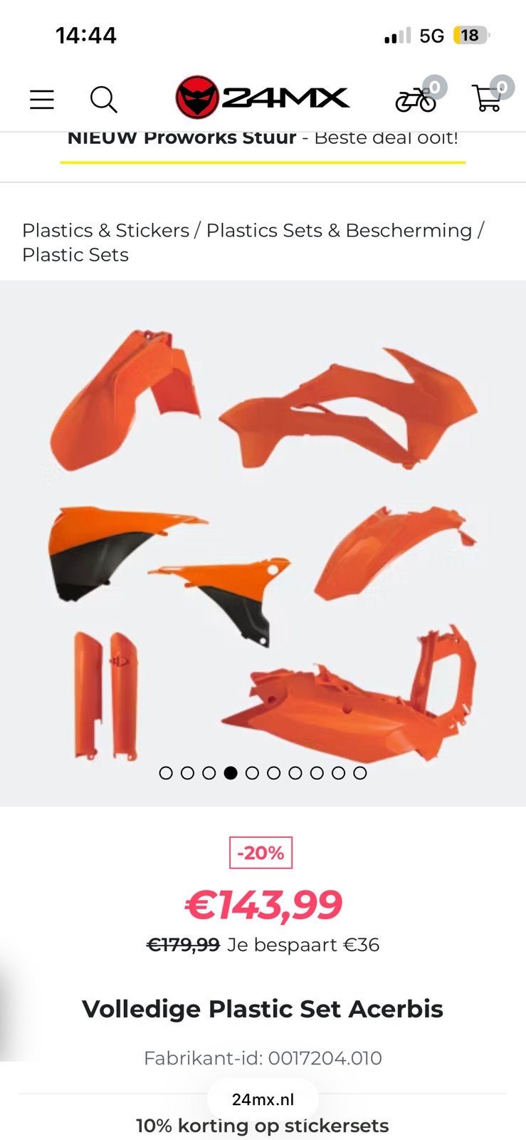 Kappenset acerbis ktm exc 2012 / 2016, Ophalen of Verzenden