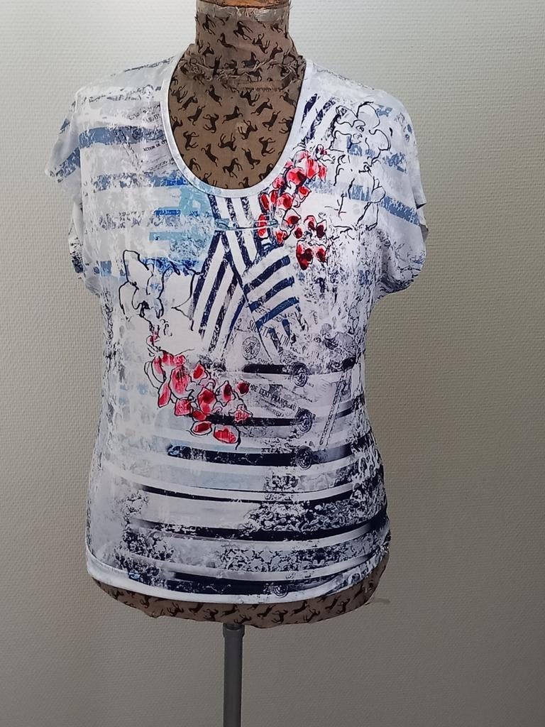 Shirt RS sport 46 viscose blauw wit, Blauw, Maat 46/48 (XL) of groter, Nieuw, Rs Sport