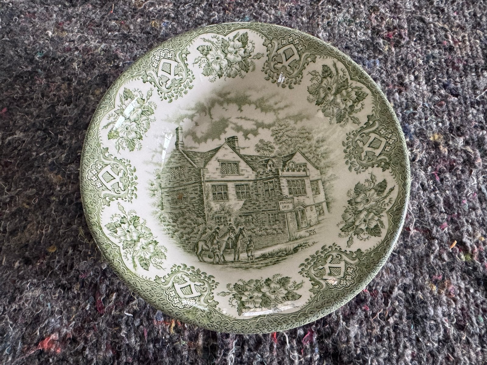 Vintage Schaaltje "Old Inns Series" Groen - 16 cm Doorsnede, Antiek en Kunst, Ophalen of Verzenden