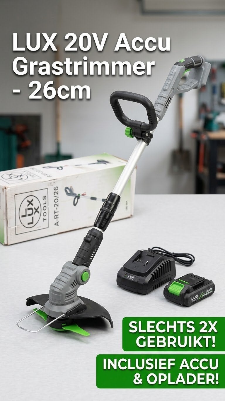 LUX Tools 20V Accu Grastrimmer (26 cm) – Zo goed als nieuw!, Tuin en Terras, Ophalen of Verzenden, Zo goed als nieuw, Accu