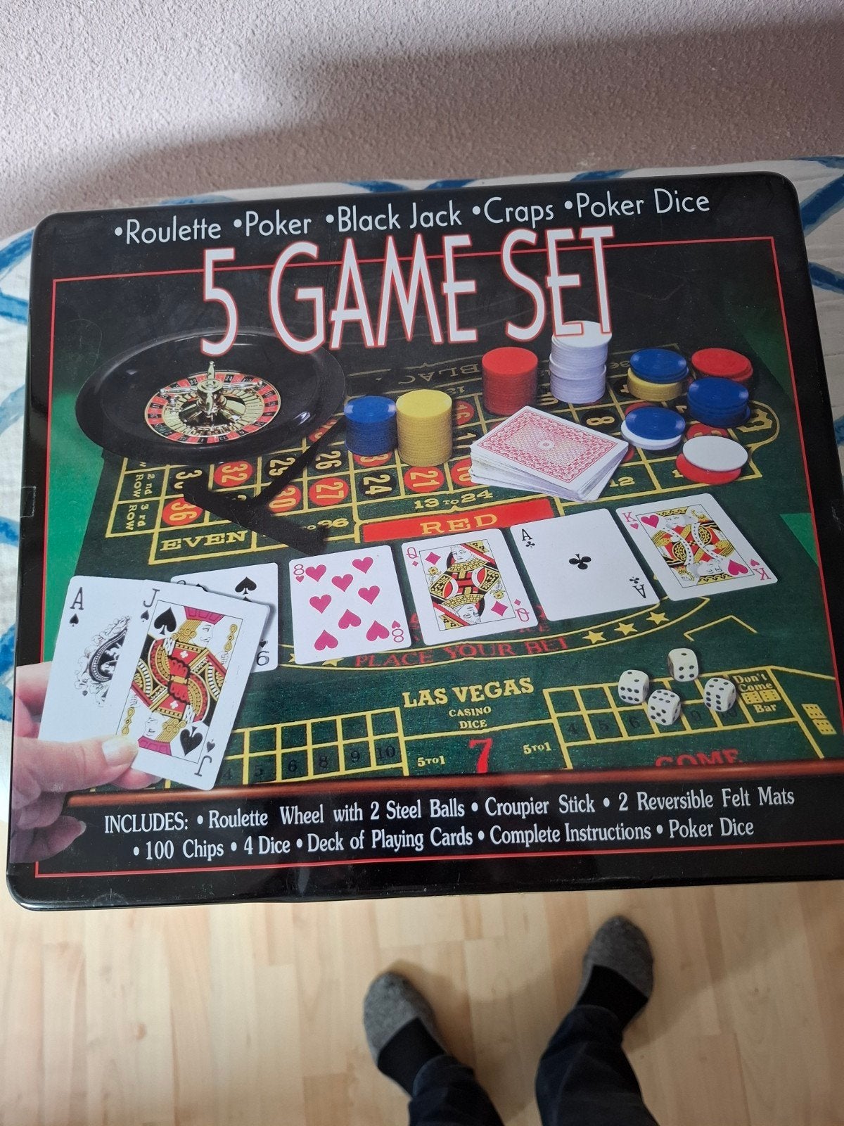 5-in-1 Casino Spelset: Roulette, Poker, Blackjack, Drie of vier spelers, Ophalen, Gebruikt, Onbekend