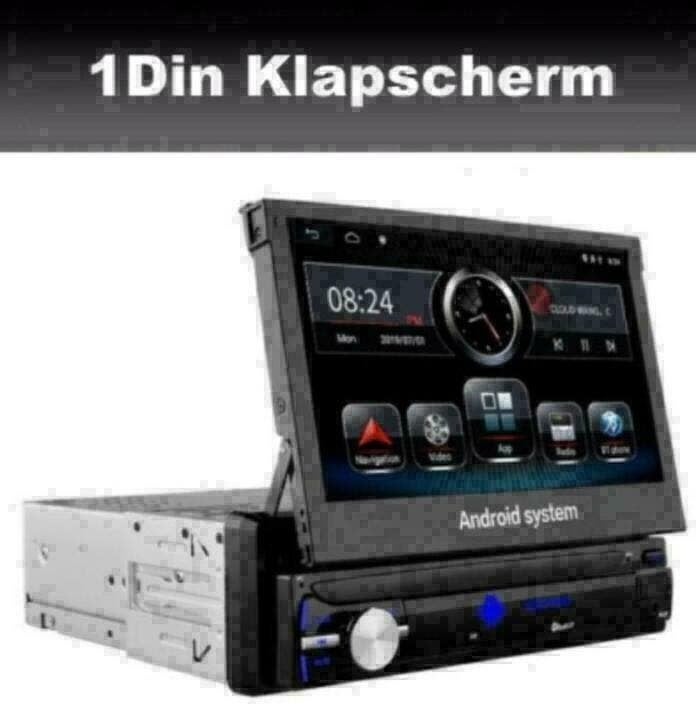 1din radio navigatie android 9.0 wifi dab+ carkit klapscherm, Auto diversen, Ophalen of Verzenden, Nieuw