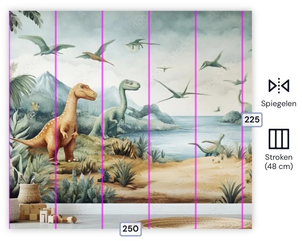 Dino behang - NIEUW! (meetfout), Ophalen of Verzenden, Minder dan 10 m², Groen, Dieren, Kinderkamer,kinderkamer,dino