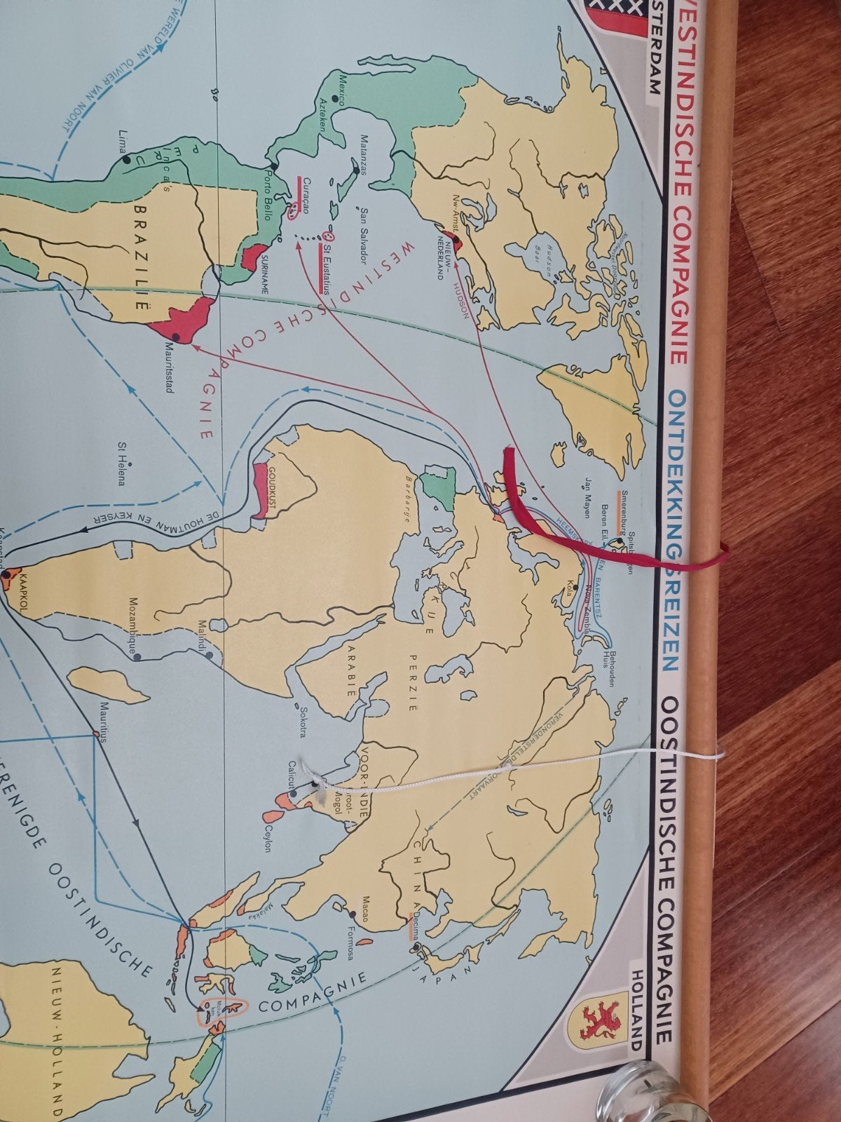 Historische wandkaart VOC WIC ontdekking reizen, Landkaart, Wereld, Ophalen, Gelezen