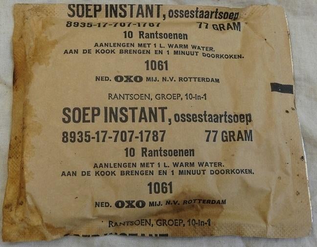 Rantsoen Pakje, Soep Instant Ossestaartsoep, KL, 1961.(Nr.6), Ophalen of Verzenden, Landmacht, Nederland, Overige typen