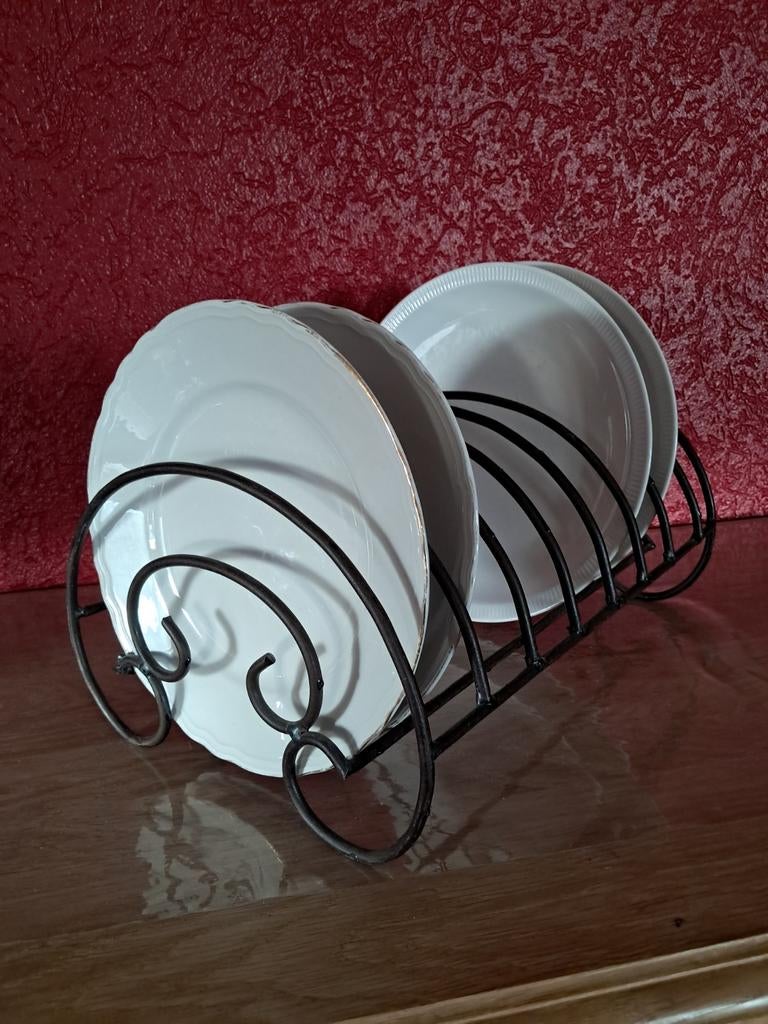 Prachtige bordenrek of afdruiprek is van smeedijzer., Antiek en Kunst, Curiosa en Brocante, Ophalen of Verzenden