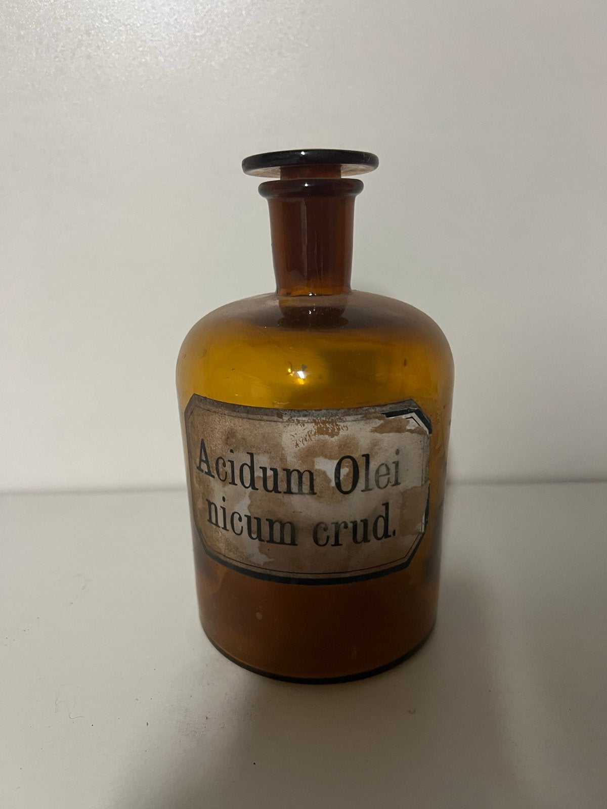 Antieke apothekersfles 'Acidum Oleinicum crud.', Antiek en Kunst, Ophalen of Verzenden