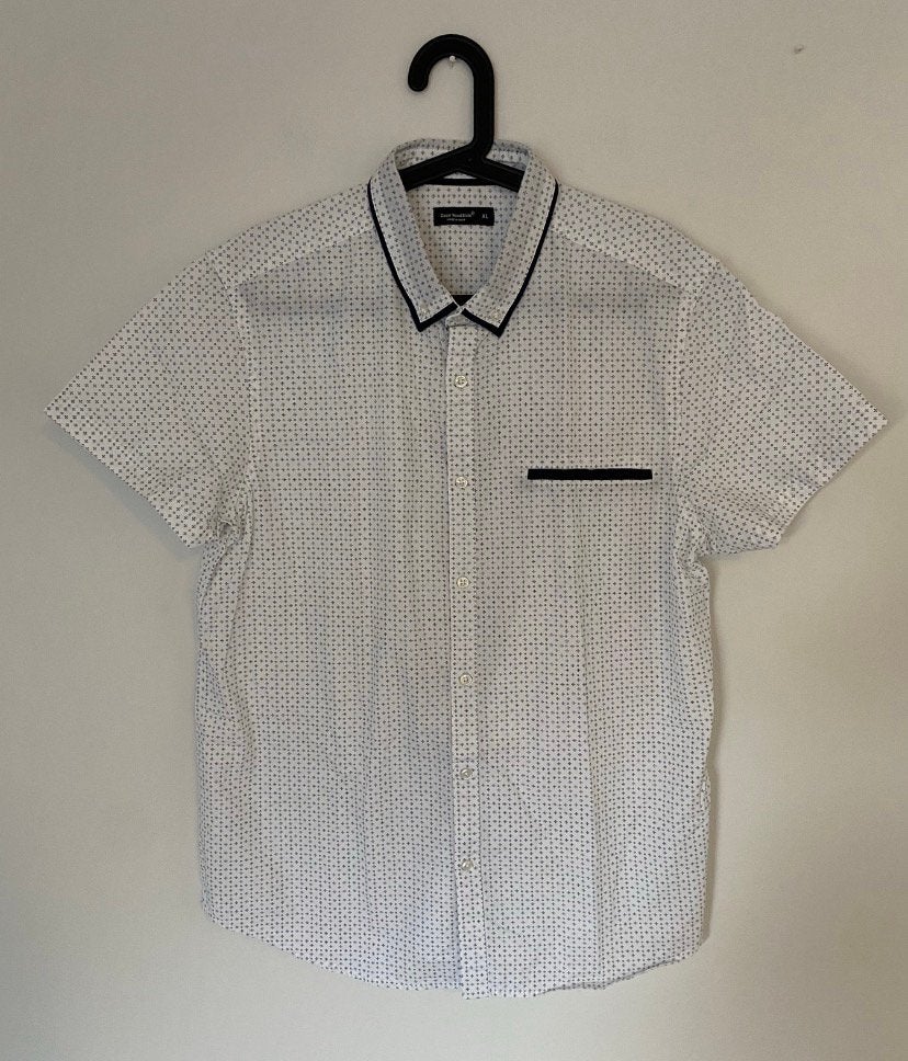 Overhemd wit met werkje, xl, Verzenden, Zo goed als nieuw, Wit, Halswijdte 43/44 (XL)