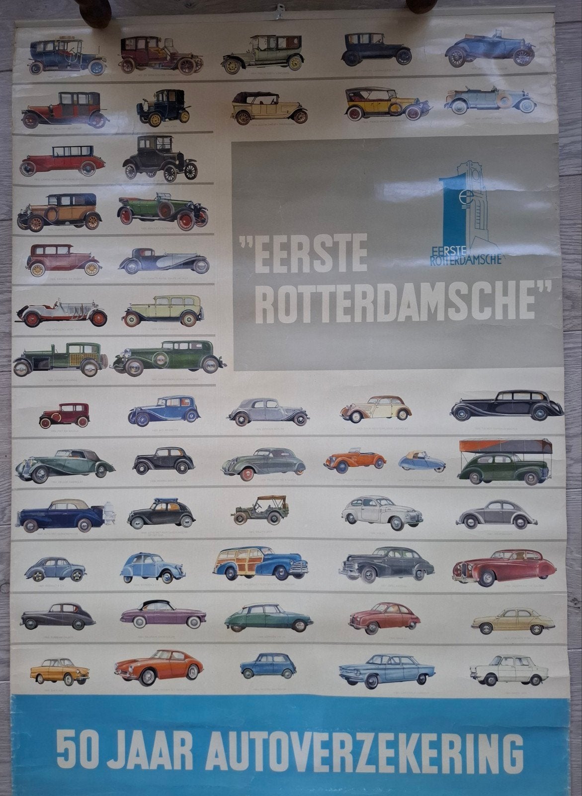 Autoposter uit 1962 met 51 afbeeldingen van div. auto's.€ 5,, Ophalen of Verzenden, Gelezen, Overige merken