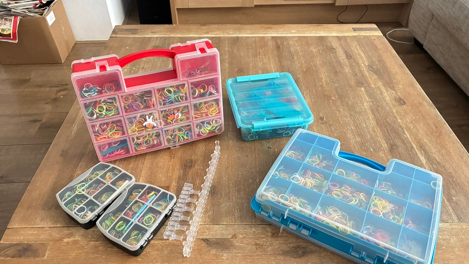 Loom elastiekjes incl haakjes enz, Ophalen, Meerkleurig, Zo goed als nieuw, Rubber