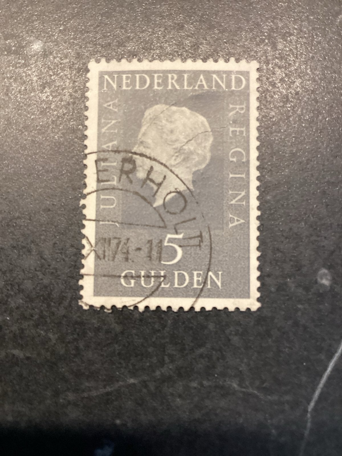 Nederland Juliana Regina 5 Gulden postzegel …..terwold, Ophalen of Verzenden, Na 1940, Gestempeld