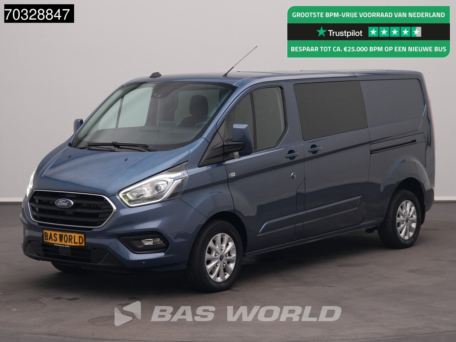Ford Transit Custom 130PK Dubbel Cabine Limited 2x Schuifdeu, Stof, Euro 6, 4 cilinders, Bedrijf