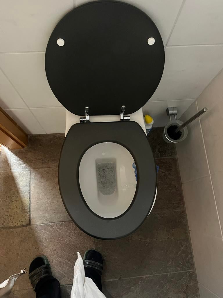 Zwarte houten WC bril - Goede staat, Doe-het-zelf en Verbouw, Sanitair, Ophalen of Verzenden, Gebruikt, Toilet
