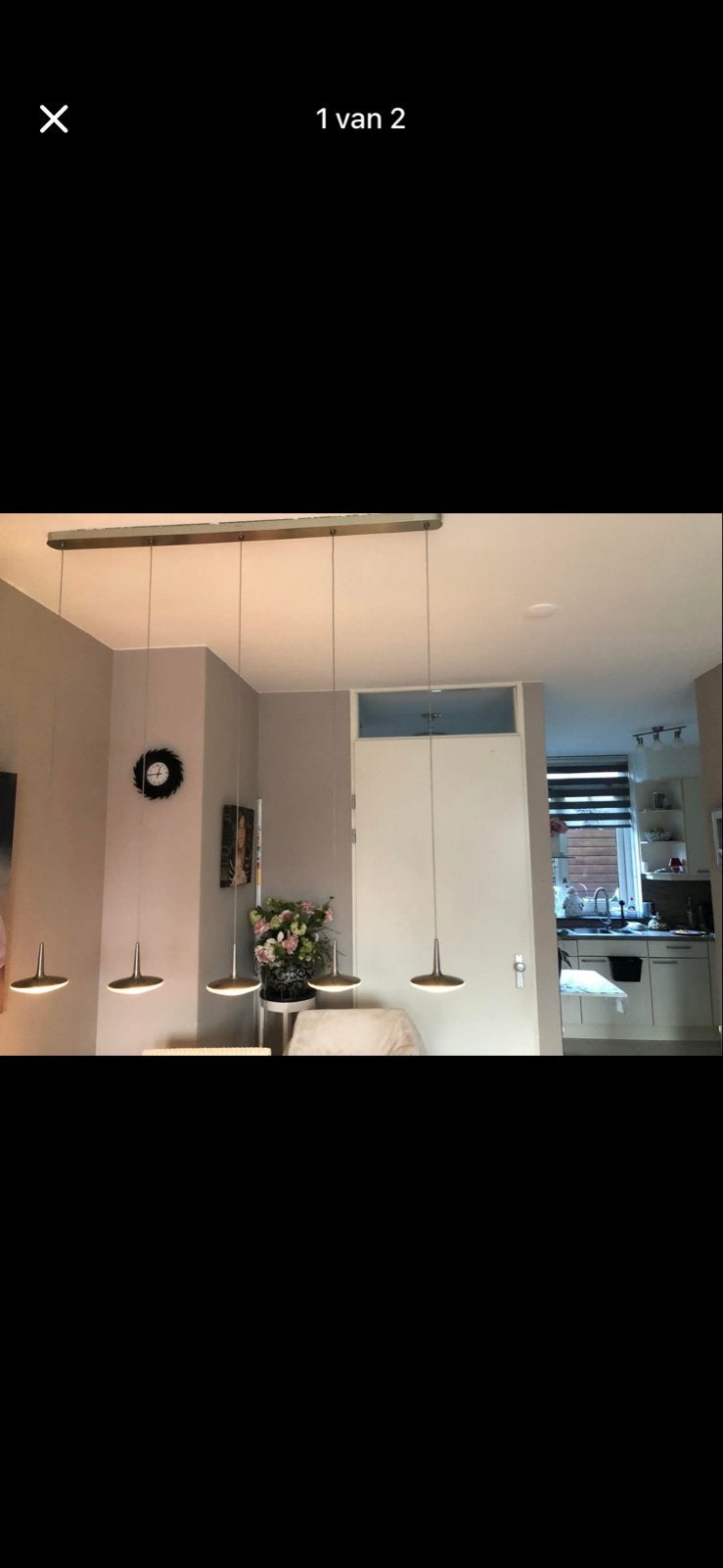 Strakke chromen hanglamp van Straluma, Ophalen, Zo goed als nieuw, Metaal, 75 cm of meer