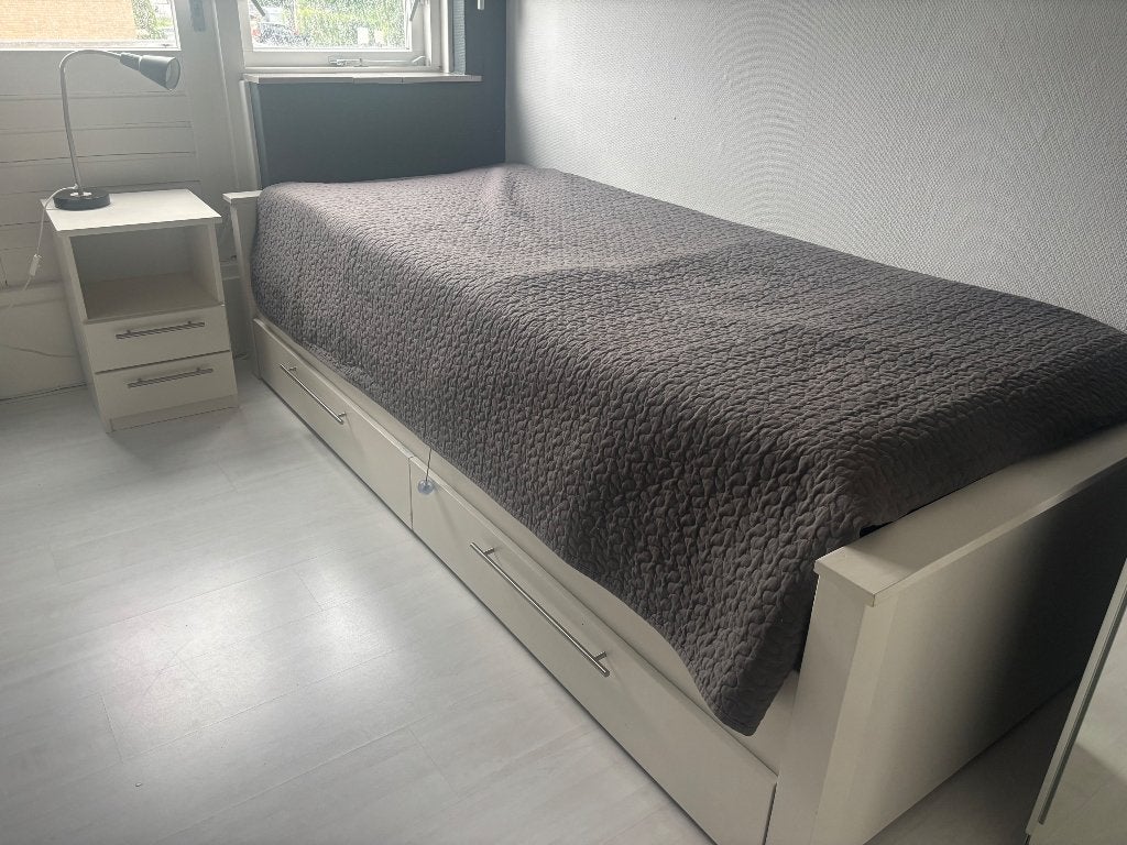 1 persoonsbed 90x220 met Auping verstelbare bodem, Huis en Inrichting, Ophalen, 90 cm, Eenpersoons, Wit